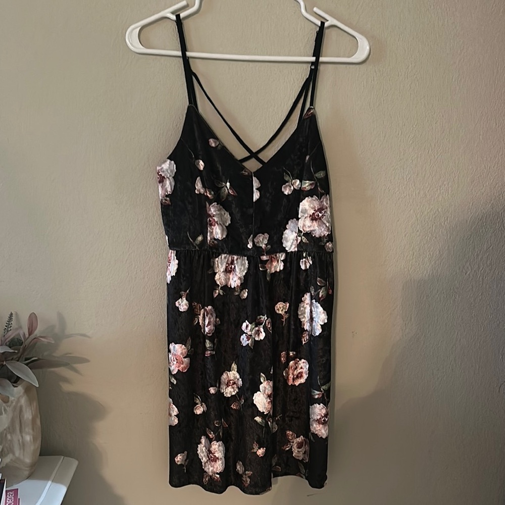 Floral Black Mini Dress